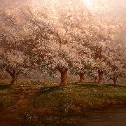Verner Moore White Typical Verner Moore White oil painting on canvas of apple blossoms oil